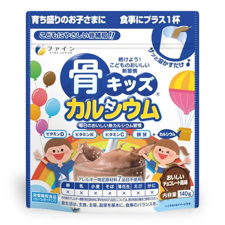 Fine Calcium Hone Kids Кальций со вкусом шоколада 140 г Железо Витамин D Пищевая функция Еда Внутреннее производство 12 штук белый