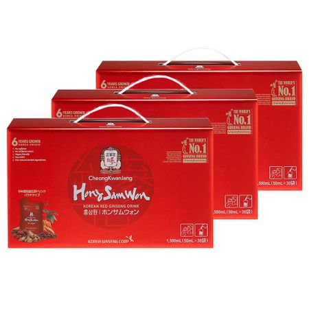 Jeonggwanjang HongSamWon Costco Red Ginseng Won 6 Year Root Ginseng Supplement Korean Ginseng Red Ginseng Ginseng Energy Drink Pouch x 30 Packets x Set