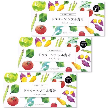 Naturelife Doctor Veggieful Green Juice 3 Box Set Сделано в Кюсю, отечественный ячмень, трава, капуста, вкусный зеленый сок, без добавок, пакетики x 3, без красного солода