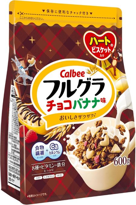 Calbee Шоколад со вкусом банана 600 г x 6 пакетиков Диетические волокна Железо Витамин Кальций Большая емкость Шоколадный банановый завтрак