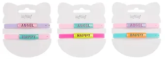 Набор парных браслетов Angel, Happy (силикон) (12-04407-B76) (Lafilaf)