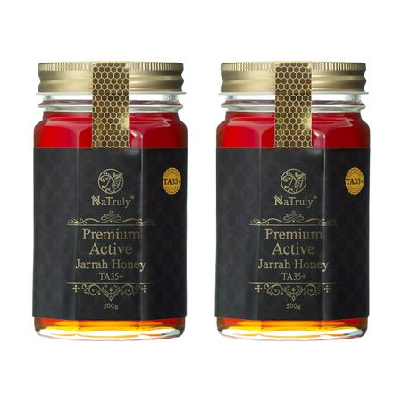 NaTruly Genuine Jarrah Honey 500 г Набор из 2 стеклянных бутылок Ненагретый сырой мед Сделано в Австралии Премиум Актив TA35+