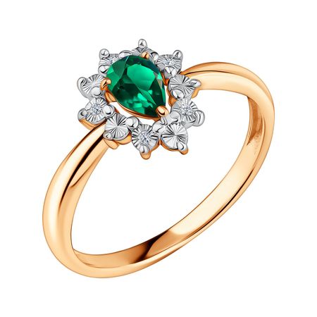 Золотое кольцо с изумрудом и бриллиантами 36990₽