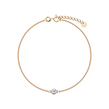 Золотой браслет с бриллиантом и алмазной гранью с родированием 38990₽