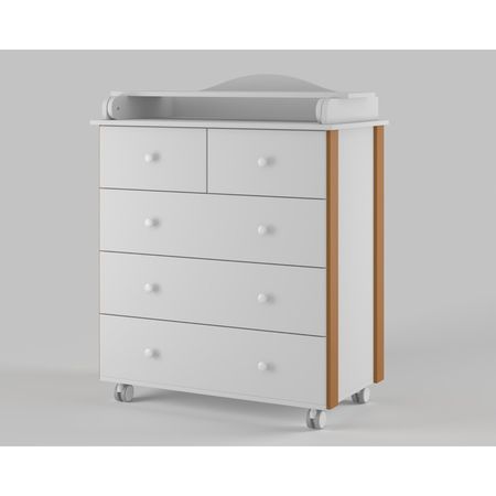 Комод пеленальный детский ИНКАНТО NUVOLLA LUX 800/5, 84×45×1107 см, 5 ящиков, белый/бук купить недорого