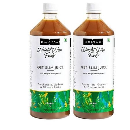 Сок Kapiva Get Slim (2L) Бутылка, Упаковка | Здоровое управление весом с помощью 12 аюрведических трав | Способствует метаболизму и пищеварению - Суперэкономная упаковка из 2 штук