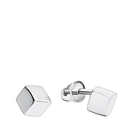 Серебряные серьги Куб с родированием 990₽