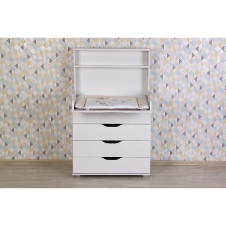 Комод пеленальный, со стеллажом Polini kids Simple 2581, 467×804×1367 мм, белый купить недорого