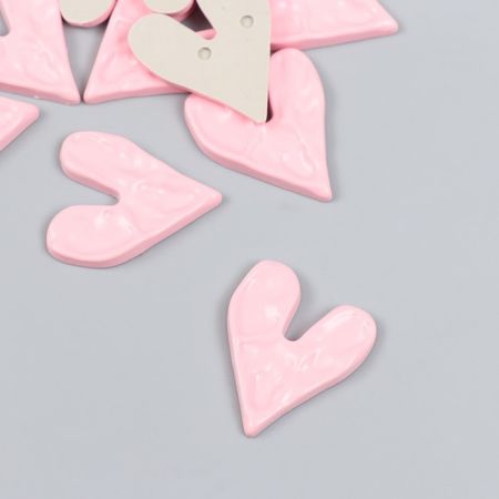 Декоративный элемент для творчества «Арт Узор. Сердце мятое», пластик, розовый матовый, 0.3×2.3×2.9 см