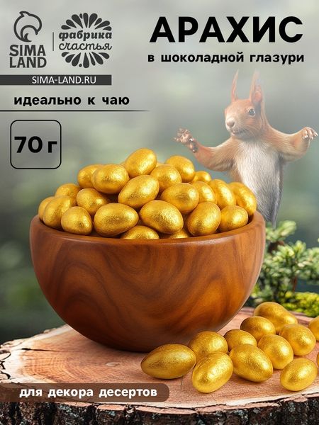 Арахис в шоколадной глазури для украшения капкейков и куличей, 70 гр