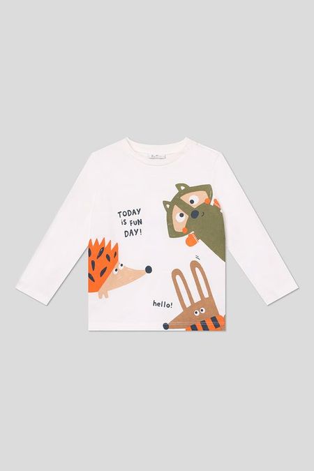 Лонгслив хлопковый с принтом Fagottino 622₽