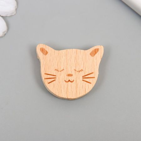 Бусина для творчества дерево "Котенок" 3,1х2,5 см