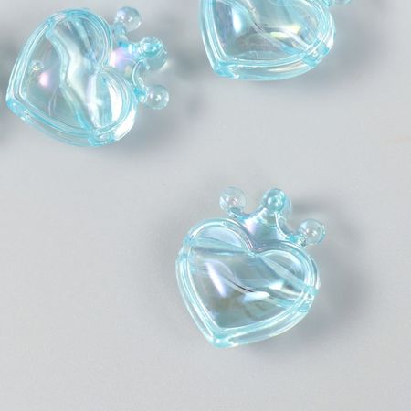 Бусина для рукоделия и плетения «Арт Узор. Сердечко с короной голубое», пластик, 2.1×1.4×2.5 см