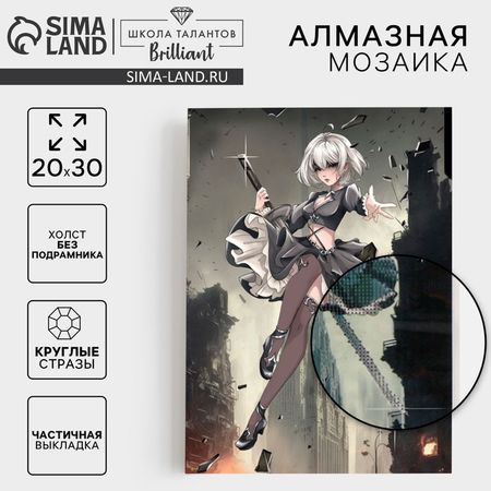 Алмазная мозаика с частичным заполнением на холсте «Девушка с клинком», 20 х 30 см