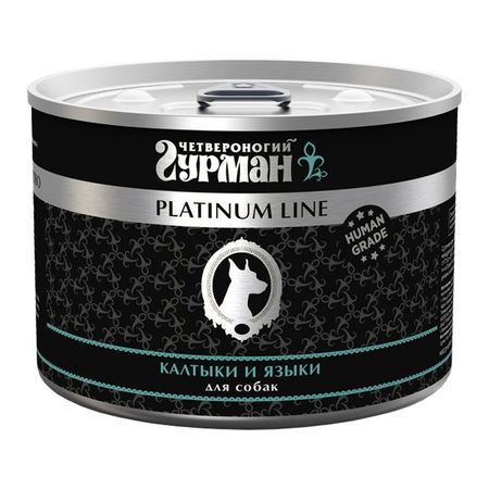 Четвероногий Гурман Platinum line влажный корм для собак калтыки и языки кусочки в желе в консервах - 525 г 6 шт 2874₽