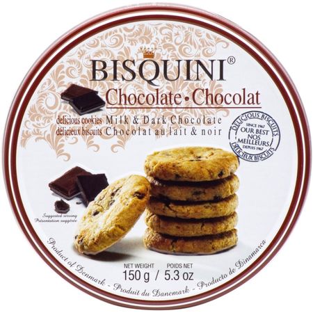 Печенье Bisquini ассорти шоколадное жестяная банка 150 г