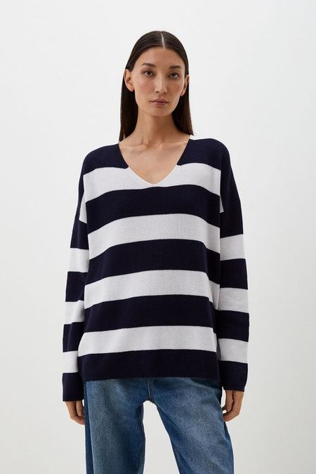 Пуловер хлопковый в полоску Marhatter 3570₽