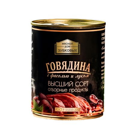 Говядина Мясной дом Зубковых тушеная с фасолью и луком 338 г