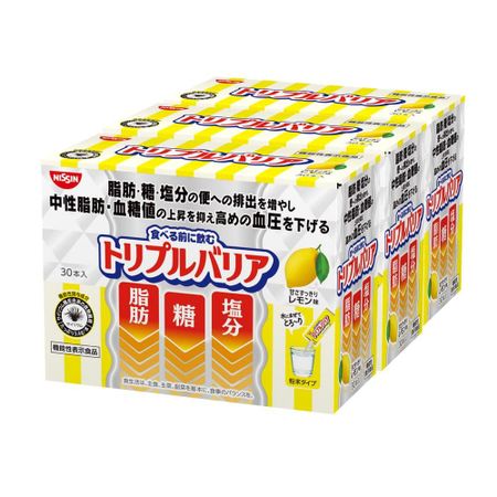 Nissin Foods Triple Barrier Плантан Псиллиум Сладкий и освежающий лимонный вкус Набор из 3 коробок по 30 штук в коробке Жир Сахар Соль Нейтральный жир Уровень сахара в крови