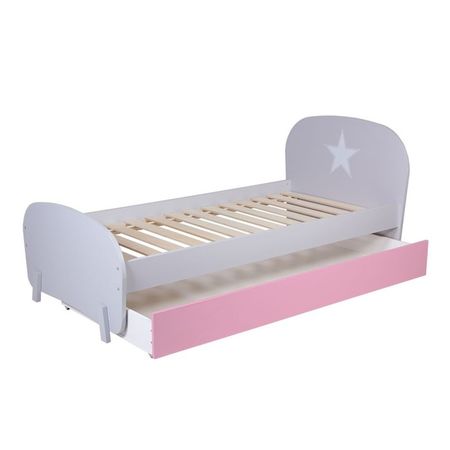 Кровать детская Polini Kids Mirum 1915, c ящиком, 870×1984×1032 мм, цвет серый, ящик голубой купить недорого