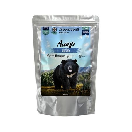 Территория Амур полнорационный влажный корм для собак фарш из говядины в паучах - 400 г 10 шт 3340₽