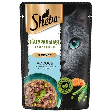 Sheba Nature 's Collection полнорационный влажный корм для кошек, с лососем и горохом, кусочки в соусе, в паучах - 75 г (28 шт)