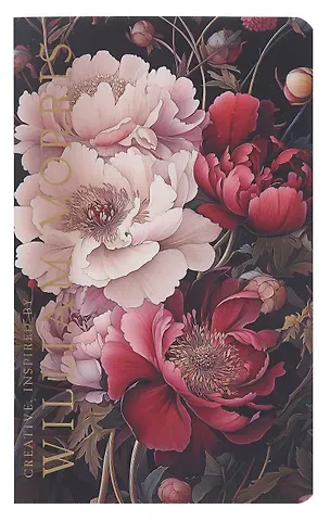 Книга для записей 130*210 32л "Creative. Inspired by William Morris (пионы на темном фоне)" скрепка