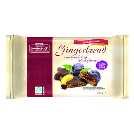 Пряники Jacobsens Bakery с яблочно-сливовой начинкой в темном шоколаде 200 г