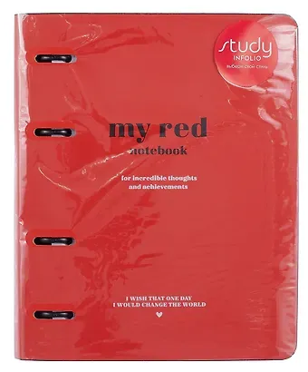 Тетрадь 120л кл. "Color", красный, на кольцах, шелкография, обложка кожзам