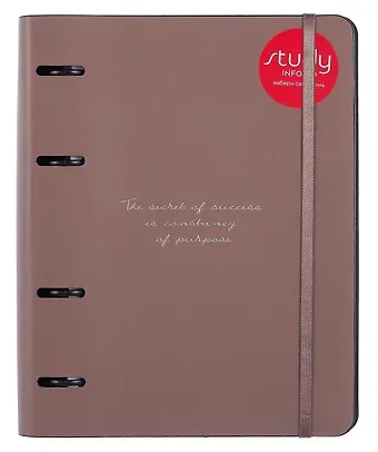 Тетрадь 120л кл. "Quote", какао, на кольцах, сменный блок, тиснение фольгой белое золото, обложка кожзам