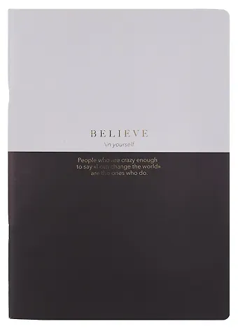 Тетрадь А4 48л кл. "Believe", айвори полоса, карт.обл., скрепка, ламинация, микротекстурирование, тиснение золотой фольгой
