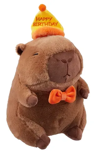 Мягкая игрушка Капибара в колпаке Happy Birthday (28см) (12-0960-202411-T17) Bookvalno