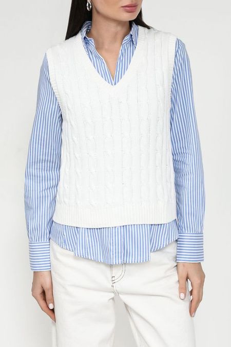 Жилет хлопковый вязки косами Piombo 1400₽