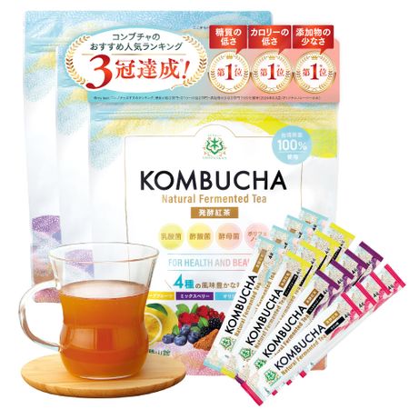 Kombucha Sendai Katsuyamakan 4 вида, смесь 8 бутылок по 4 г x 32 пакета, набор из 3 пакетов KOMBUCHA Ферментированный черный чай, заменитель молочнокислых бактерий, диетический порошок