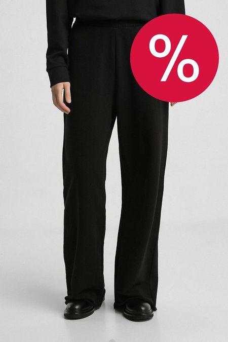 Брюки хлопковые на эластичном поясе свободного кроя HUGO BLUE