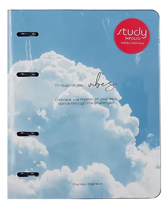 Тетрадь 120л кл. "Sky", облако, на кольцах, шелкография, обложка кожзам