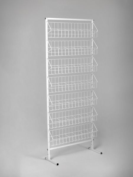 Стойка для семян 7 корзин, 60×25×160 см, размер кармана 10×7×7.5, белая