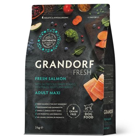 Grandorf Fresh Dog Adult Maxi сухой корм для взрослых собак крупных пород с ЛОСОСЕМ и бататом - 3 кг 3550₽