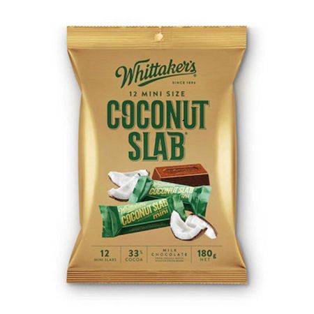 12 мини-плиток шоколада Whittaker s 180 г (Сделано в Новой Зеландии) (Кокосовая стружка)