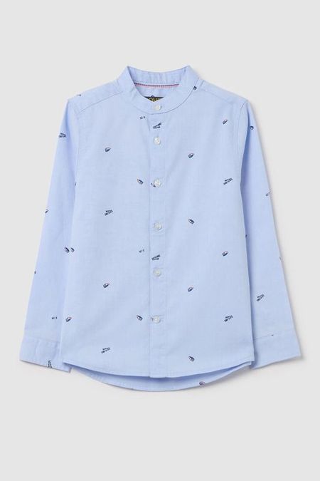 Рубашка хлопковая с воротником стойкой и принтом OVS 2090₽