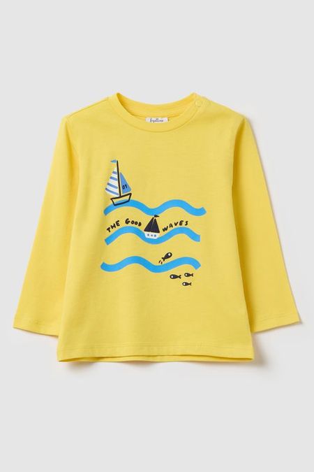 Лонгслив хлопковый с принтом Fagottino 465₽