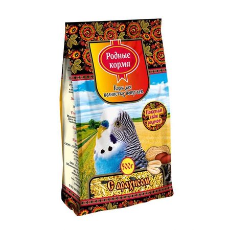 Родные корма сухой корм для волнистых попугаев с арахисом - 500 г 68₽