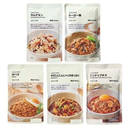 [Распродажа набора Ассортимент] Серия блюд для риса MUJI Ассортимент 5 наборов (Самгетан, рис Луро, Гапао, говяжьи сухожилия и коньяк-буккаке, Сундубу чжигаэ)