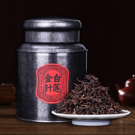 2016 Jin Zhen Bai Lian Bu Lang Big Tree Ripe Pu er Tea Loose Can Lotu Aroma 200g