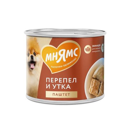 Мнямс Сильный Иммунитет паштет для взрослых собак всех пород из утки и перепела в консервах - 200 г (12 шт в уп) (1 шт)