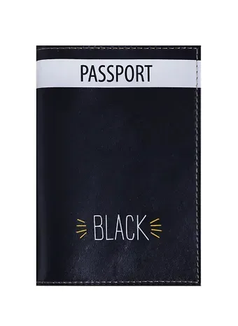 Обложка для паспорта Black (кожа) (ПВХ бокс) (ОК2018-16)