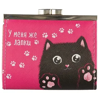 Кошелек с застёжкой У меня же лапки (чёрный котик) (PU) (10×9) (12-11592-ZY-1)
