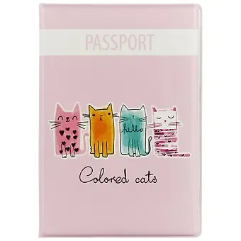 Обложка для паспорта Colored cats (ПВХ бокс) (ОП2018-199)