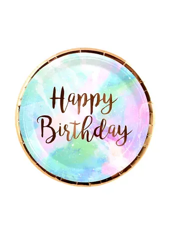 Набор бумажных тарелок Happy birthday космос с золотом (24см) (6шт)