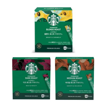[STARBUCKS] Темный/средний/светлый обжарки Американо 30стиков Dark 30stick